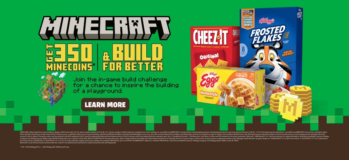 Kellogg’s MineCraft - Get 350 MineCoins or Build For Better Offers