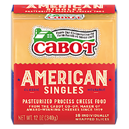 CABOT AMERICAN CHEESE SLICES WHITE OR YELLOW 12 OZ. PKGS.