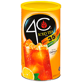 4C ICED TEA MIX MAKES 35 QUARTS LEMON OR RASPBERRY 82.6 OZ. CONT. 