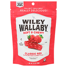 WILEY WALLABY LICORICE AUSTRALIAN STYLE RED OR WATERMELON 7.05-7.1 OZ. PKGS.