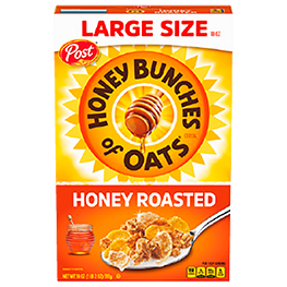 POST LARGE SIZE HONEY BUNCHES OF OATS CEREAL SELECTED VARIETIES 16.5-18 PKGS. 