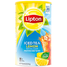 LIPTON ICED TEA MIX MAKES 38 QUARTS LOW SUGAR LEMON OR LEMON 68.4-89.8 OZ. CONT.