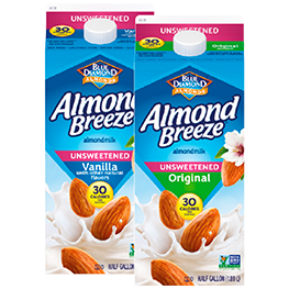 BLUE DIAMOND ALMOND BREEZE ALMOND MILK SELECTED VARIETIES 64 OZ. CONTS.