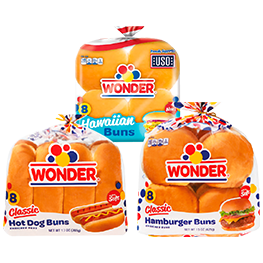 WONDER CLASSIC HAMBURGER OR HOT DOG BUNS OR HAWAIIAN BUNS 13-15 OZ. PKG.