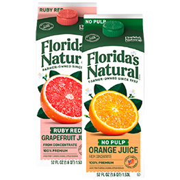 FLORIDA’S NATURAL PREMIUM ORANGE JUICE OR RUBY RED GRAPEFRUIT JUICE OR ORANGE PEACH MANGO JUICE 52 OZ. CONTS. 