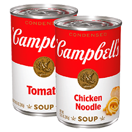 CAMPBELL’S CHICKEN NOODLE OR TOMATO SOUP 10.75 OZ. CANS